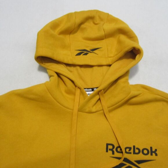 Reebok Hoodie Adult Size M Golden Yellow Black Logo Long Sleeve Cotton Blend - Picture 6 of 12